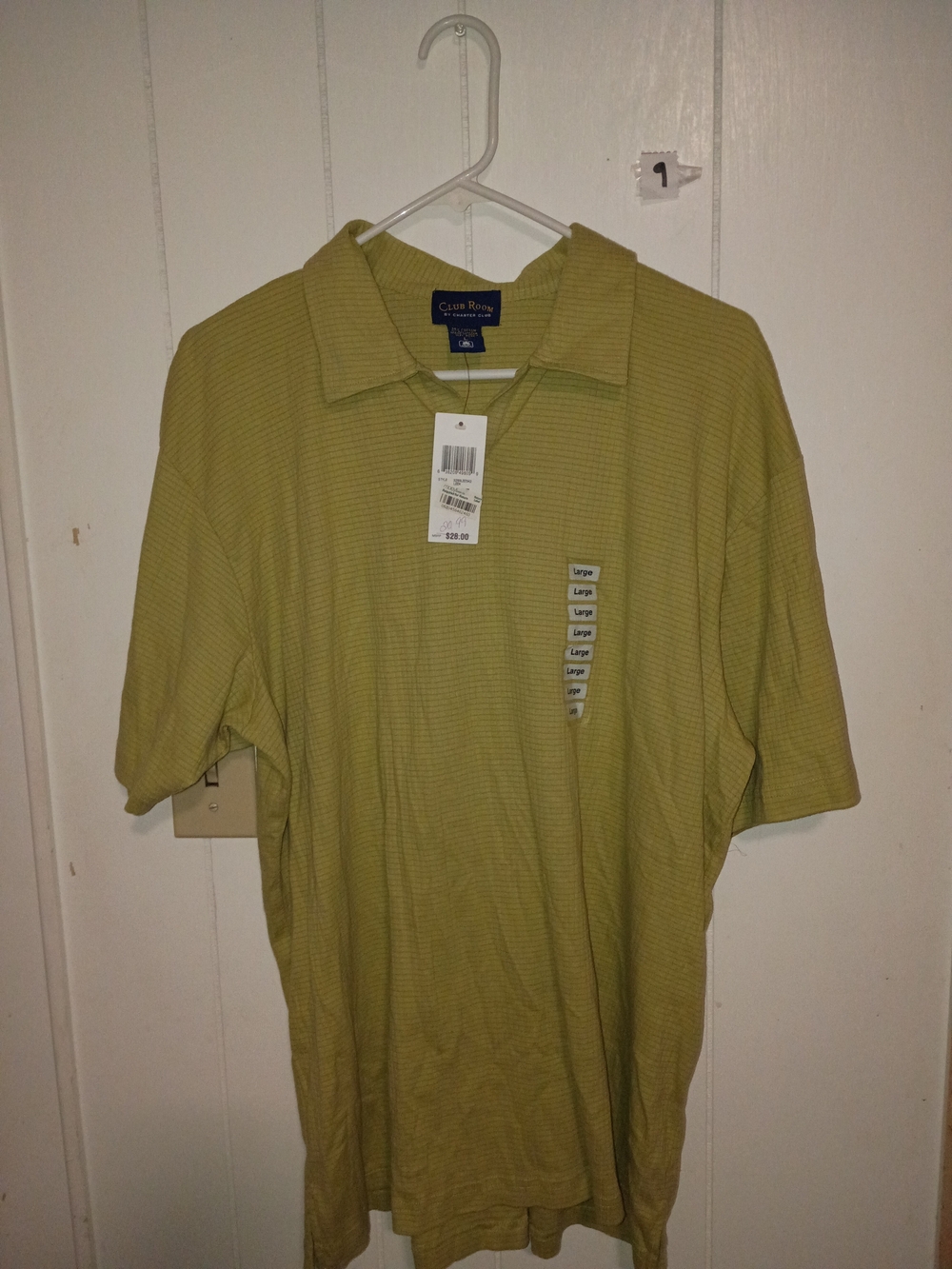 Club Room Men's Short Sleeve Polo — Light Olive (Large)
